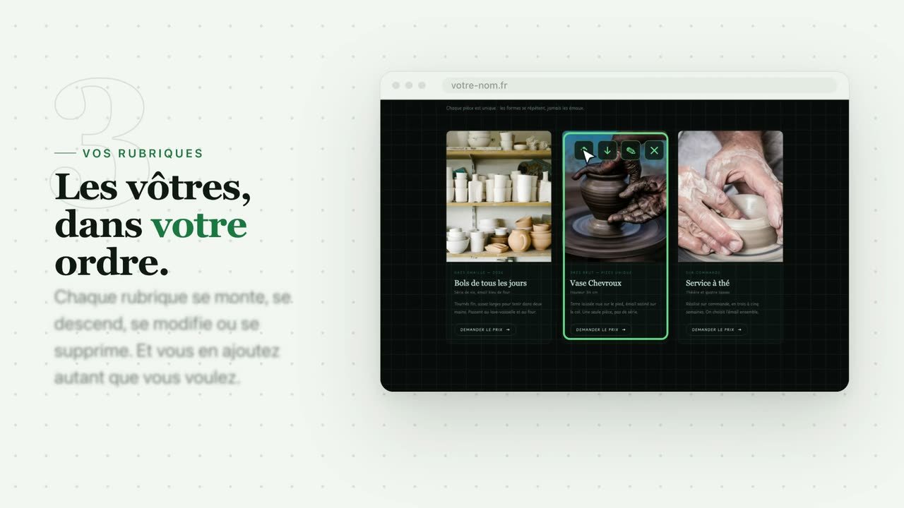 Le film du tuto : la fenêtre de modification d'un bloc, ouverte sur le site